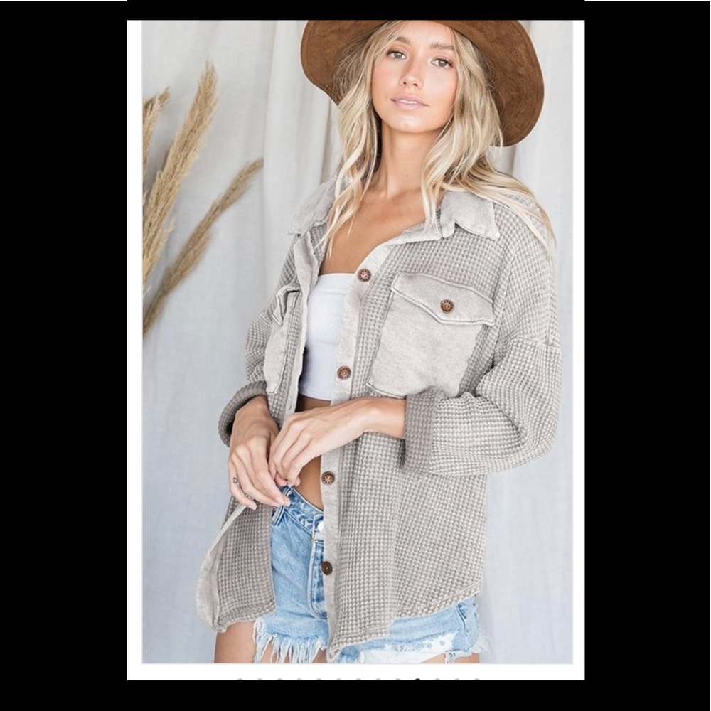 Stone colored oversized shacket